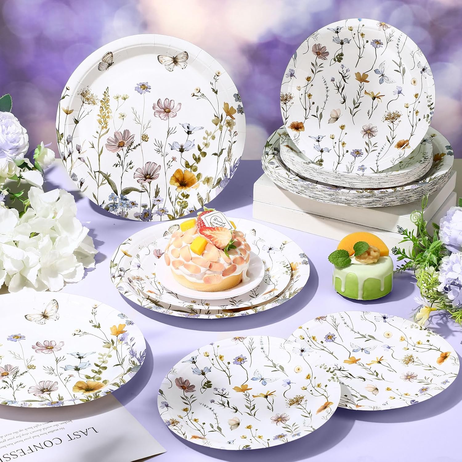 Pickmesh 60 Pcs Wildflower Paper Plates 9 in and 7 in Disposable Floral Dinner Plates Watercolor Spring Flower Dessert Party Dinnerware for Tea Party Birthday Baby Shower Bridal Shower - Image 6