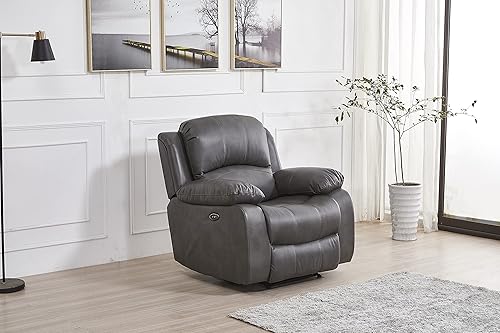 Miniatura 17 de Betsy Furniture Juego de sala de estar de cuero regenerado reclinable eléctrico (marrón, sofá biplaza)