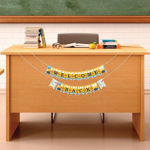 Miniatura 2 de Big Dot of Happiness Vuelta a clases - Decoración para el primer día de clases para el aula Mini Banner - Welcome Back