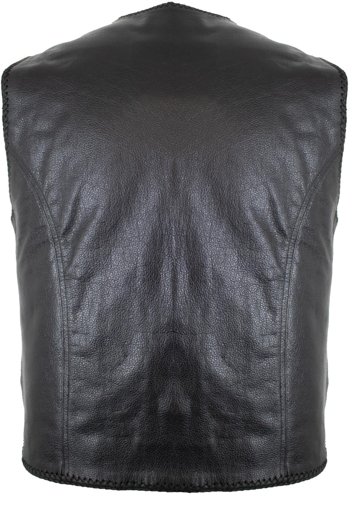 MDM Gilet Giacca Uomo in Pelle Biker Moto