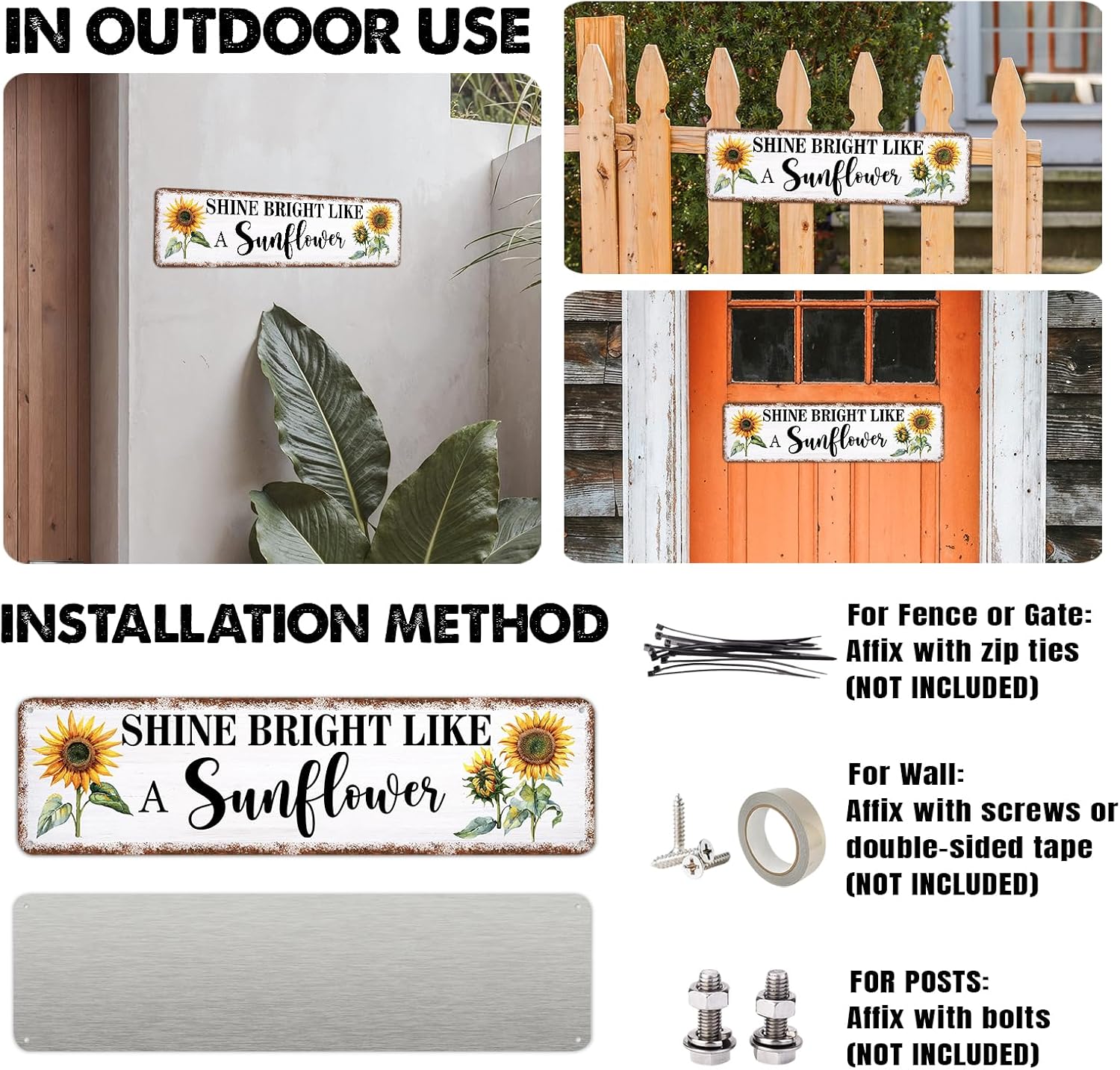 Sunflower Tin Sign Decorations Summer Sunflower Metal Tin Sign Kitchen Garden Porch Patio Fence Outdoor Wall Decor image 3
