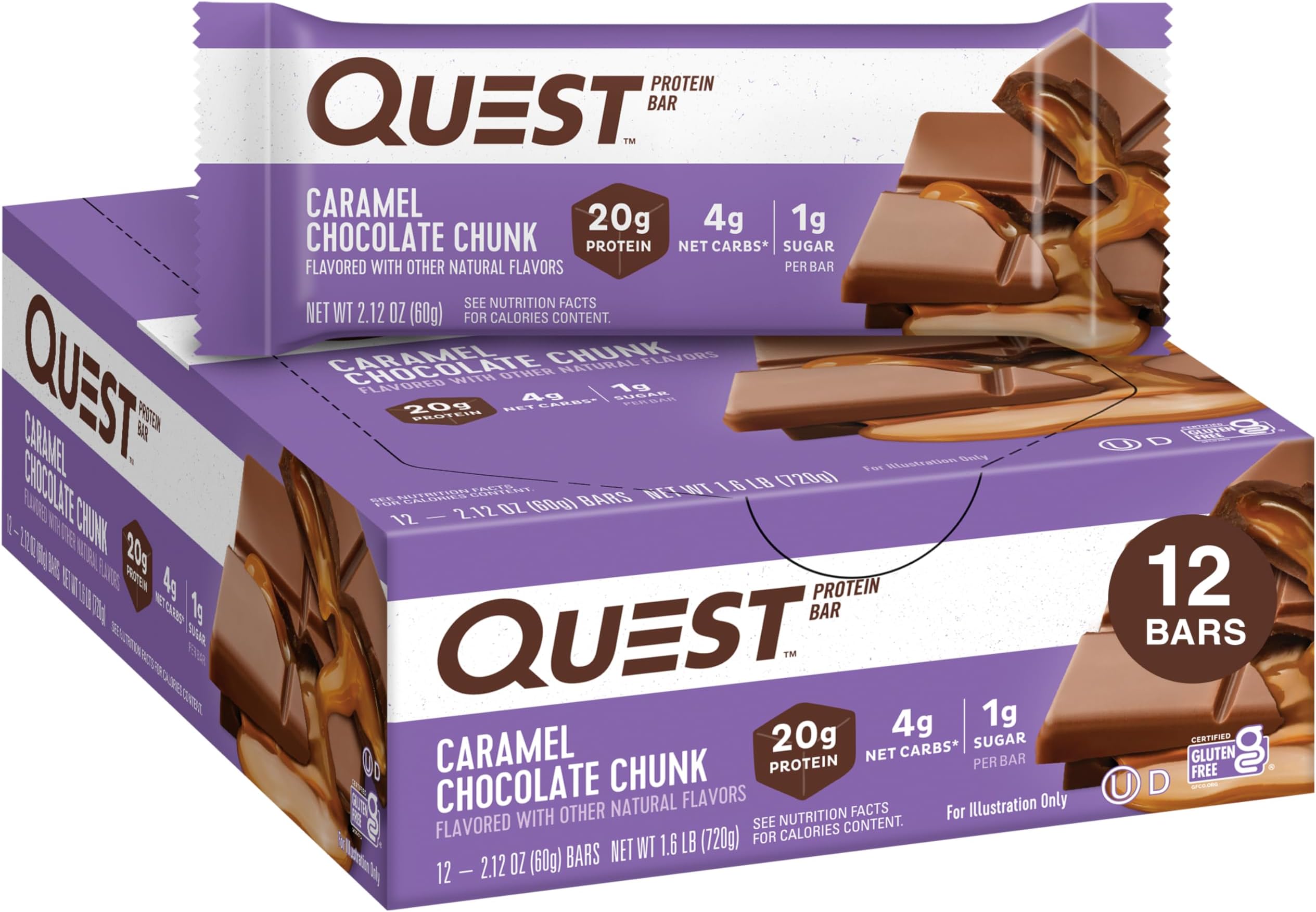 Bar, Caramel Chocolate Chunk, 12/Box