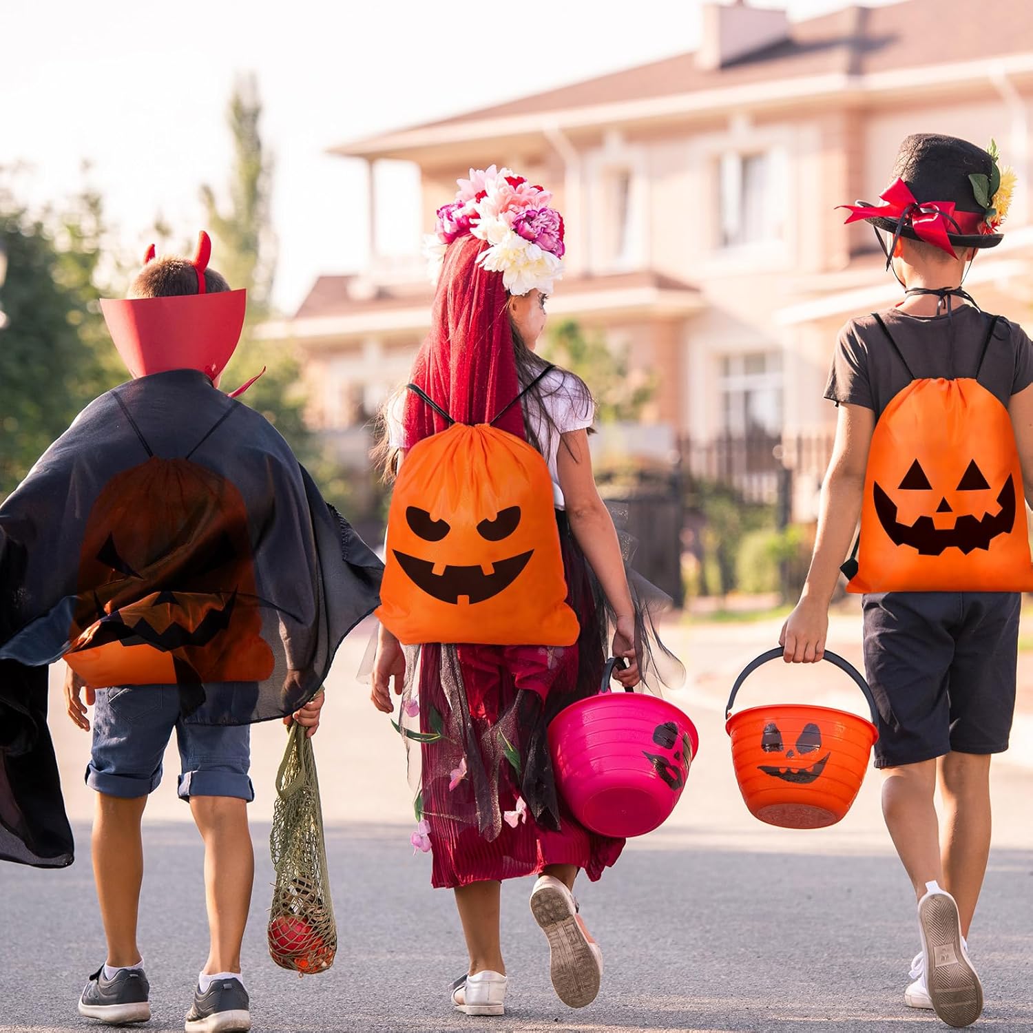 Sweetude 24 Pcs Halloween Drawstring Bags for Kids Trick or Treat Large Backpack 16.1 x 12.6 Inch Reusable Candy Goodie Bags Party Favor Gift Supplies - Image 7