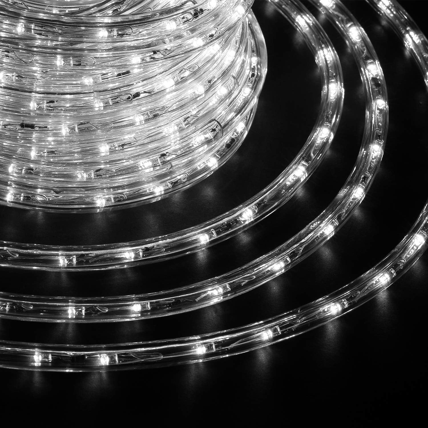 Waterproof Led Rope Lights Outdoor, Power Supply with Fuse, Cold White, 150FT / 45M