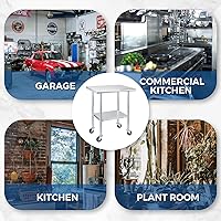 Vista 7 de Profeeshaw Mesa de Acero Inoxidable con Ruedas, 24 x 36 Pulgadas - Mesa de Preparación y Trabajo de Cocina Comercial NSF con Estante Inferior