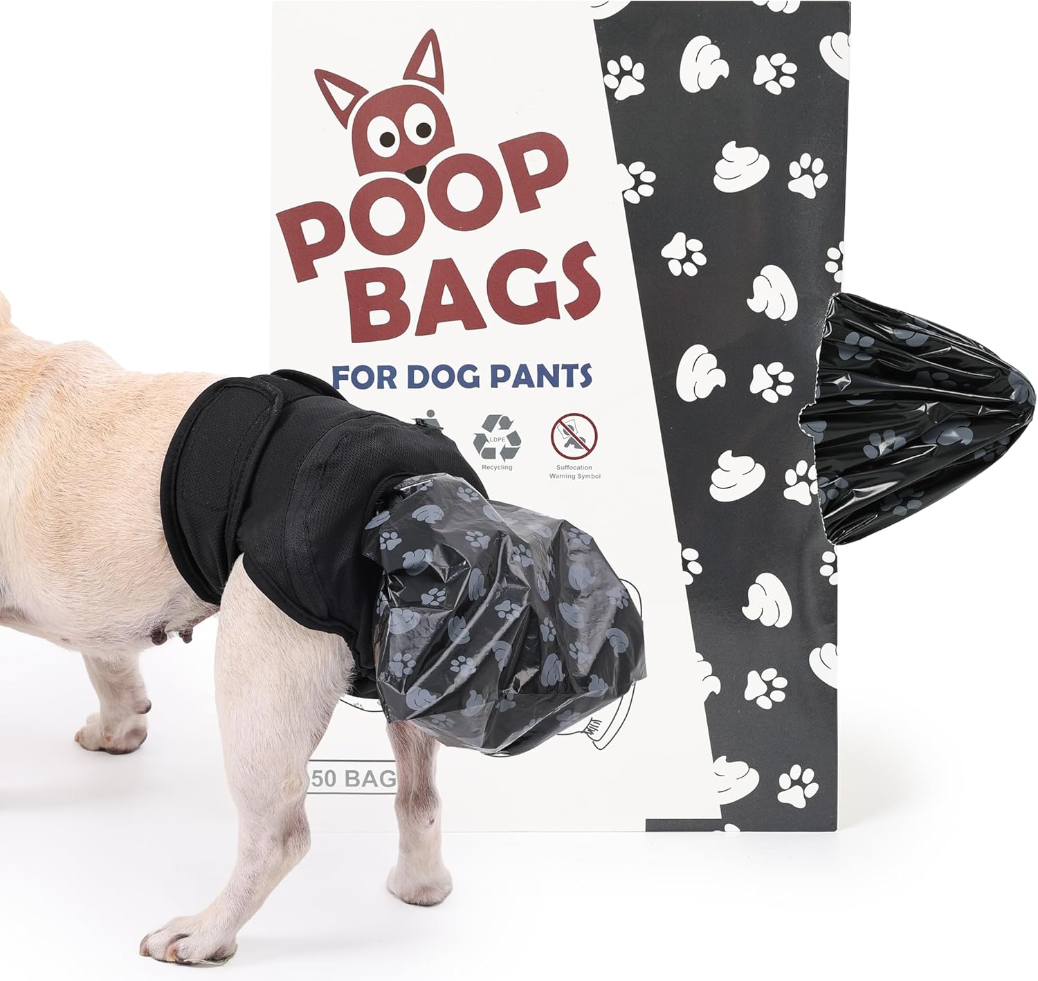 Wearable Automatic Dog Poop Collection Pants, Dog Poop Collector with Replaceable Dog Poop Bags for Old Dog Puppy Outdoor Use (L)