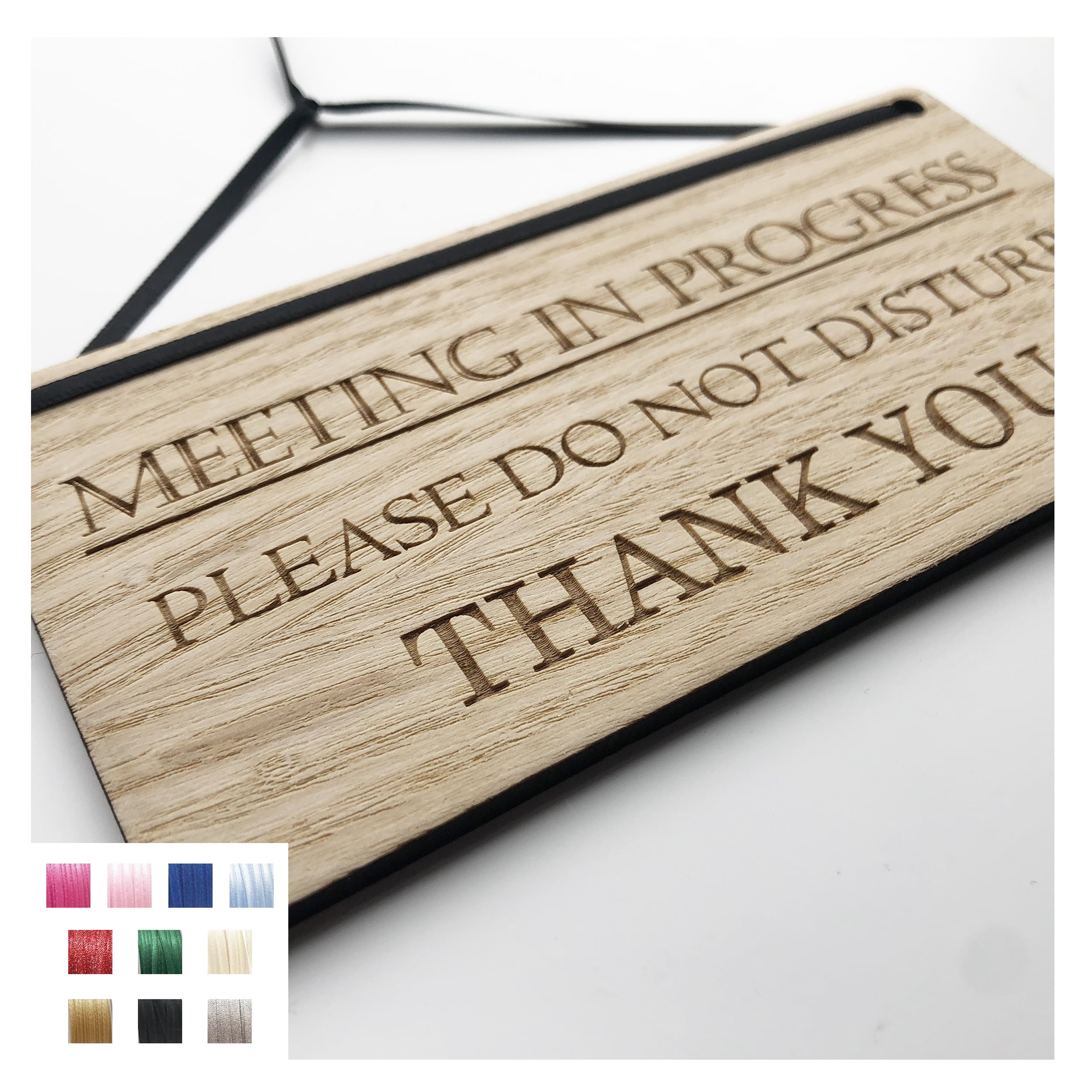 Lovethis** Maple Meeting In Progress - Please Do Not Disturb Door Sign, Nice Polite Way Of Asking - Rectangle Shaped Wooden Engraved Plaque