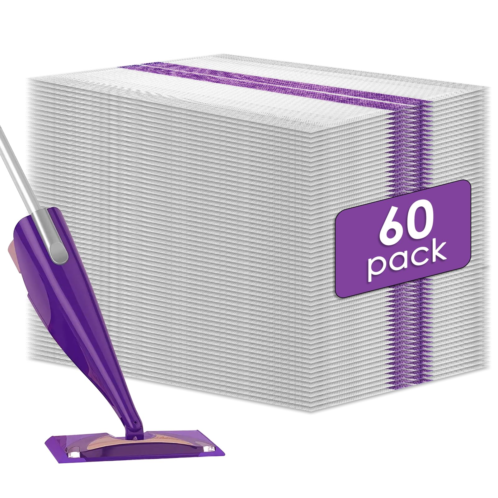 (60 Unidades) WetJet Recambios Desechables Para Fregona Compatibles con Swiffer WetJet, Recambios de Almohadillas Para Fregona Multisuperficie Para Limpieza de Pisos, Paquete de Repuesto de 60 Piezas