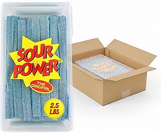 Sour Power Premium Berry Blue Candy Belts – The Original Sour Candy Since 1985 – 2.5 lb Resealable Bulk Tub – Vegan, Non-GMO, Gelatin Free – Soft, Chewy, Sweet & Tart Retro Treats – Bubble-Wrapped & Boxed for Safe Shipping