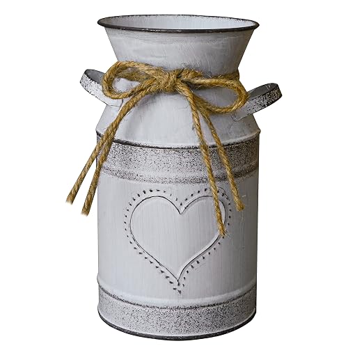 Vintage Galvanized Milk Can, Farmhouse Flower Vase, Rustic Shabby Chic