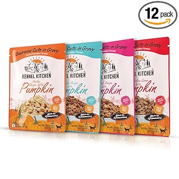 Kennel Kitchen Wet Dog Food for Adult and Puppy, Supreme Cuts in Gravy with Pumpkin, Variety Pack, Chicken, Chicken Liver, Lamb and Fish Recipe, 100g (Pack of 12)