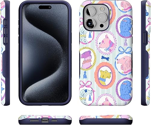 Vista 839 de Casely Funda para iPhone 15 Pro Max Jardín Secreto Flores mixtas Funda atrevida Compatible con MagSafe y botón de acción Secret Garden
