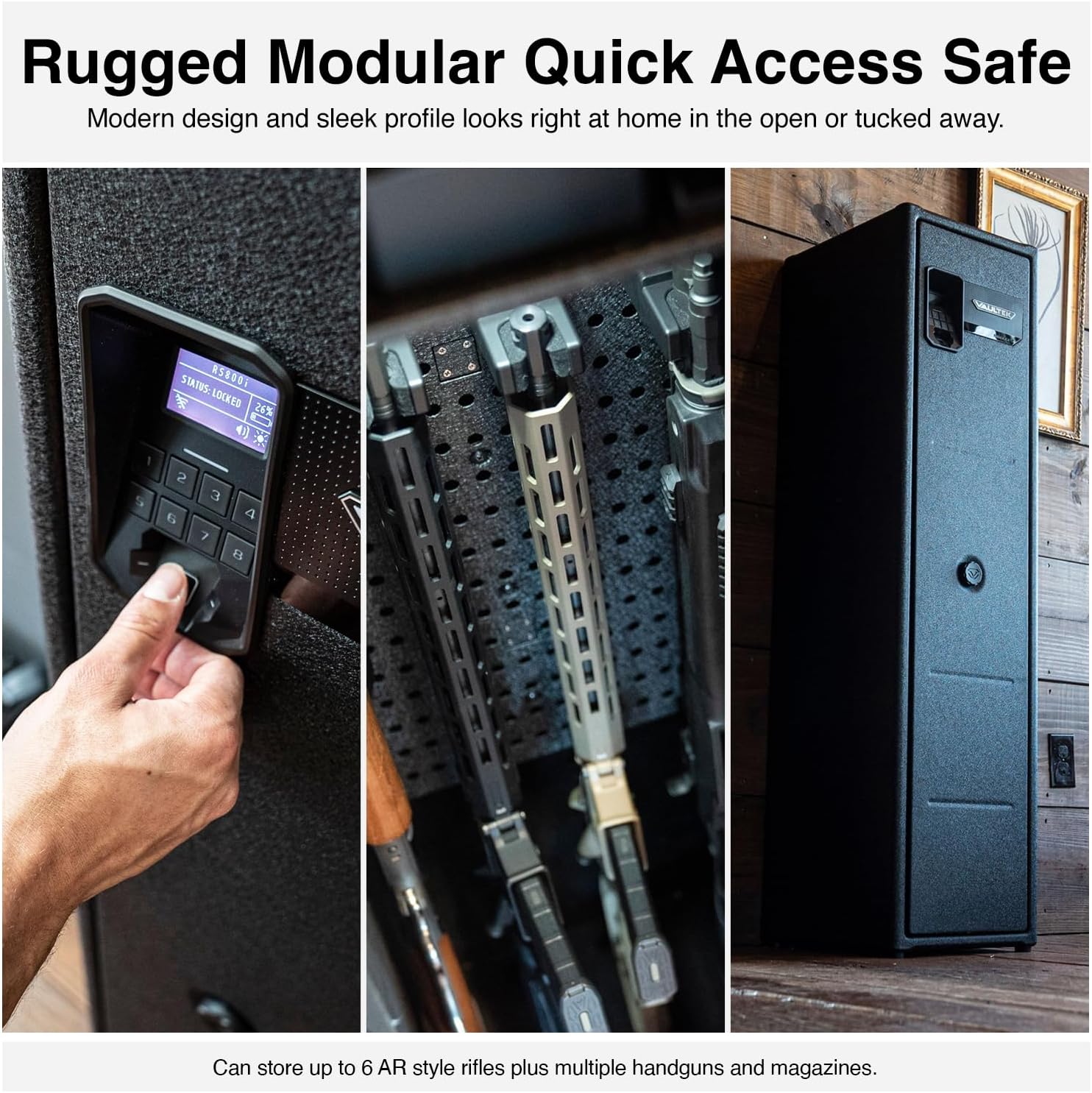 Smartphone displaying VAULTEK ViSN app with alerts