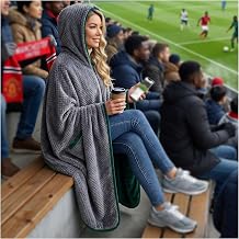 PETREL Double-Sided 12V Wearable Heated Poncho Blanket,15000mAh,3 Heat set | Cordless Electric Heating Blanket,Battery Operated, Portable Heated Throw Blanket Hoodie for Car,Outdoor,Camping,Party