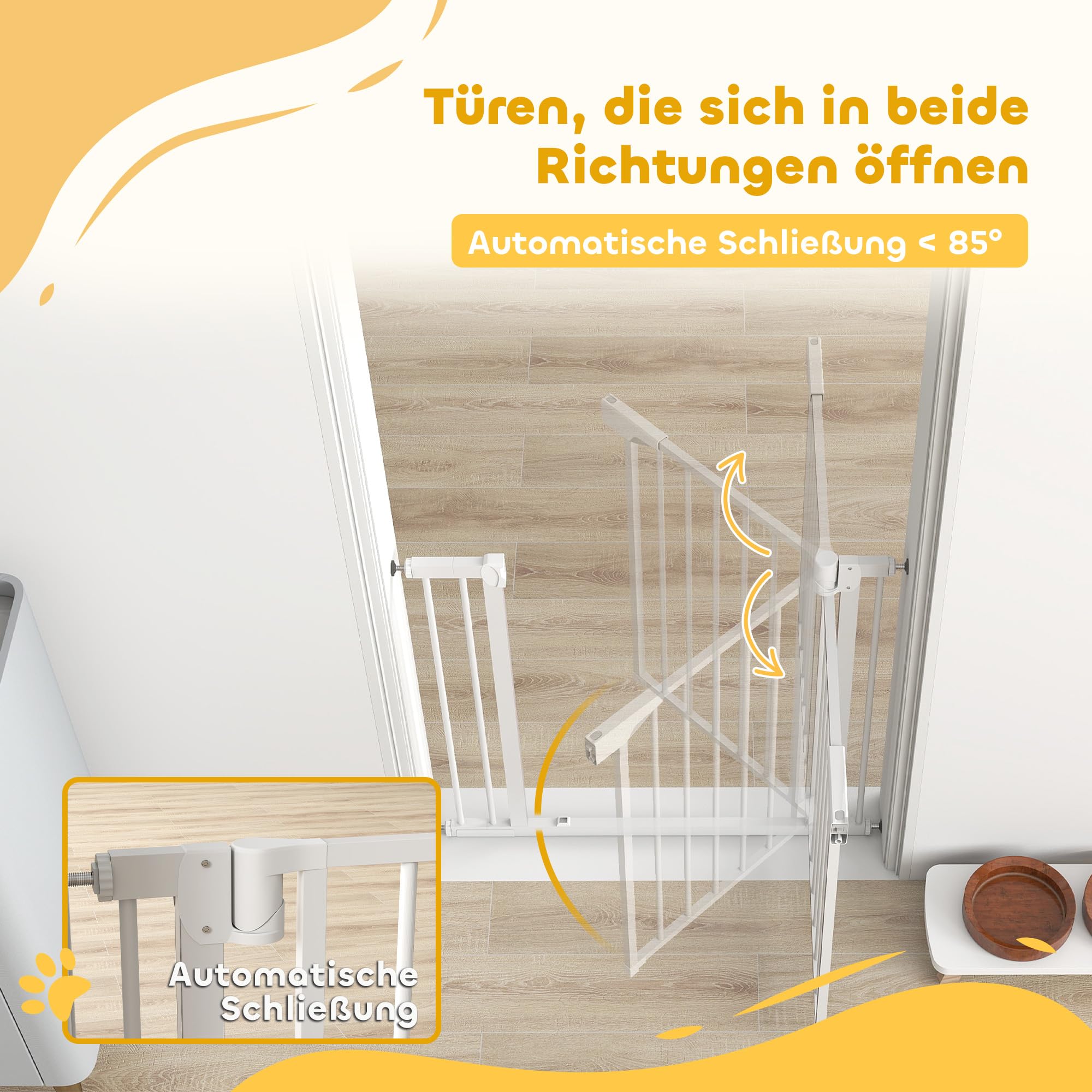 PawHut Treppenschutzgitter ohne Bohren für Kinder Küche 76-88 x 76 cm Weiß