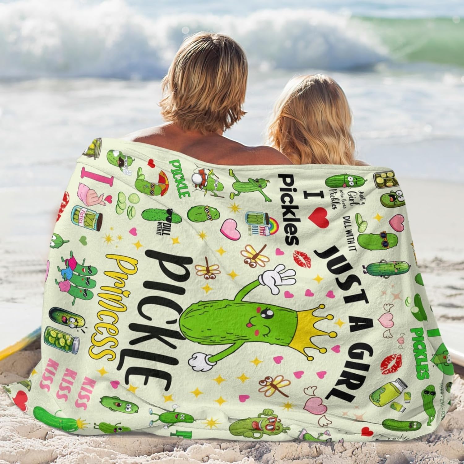 Cute Pickle Blanket Gifts for Girls Kids, Unique Fun Throw Blanket Gift for Pickles Lovers, Funny Cozy Warm Comfy Flannel Throws Blankets for Couch Sofa Bedroom Living Room 50"x40" - Image 7