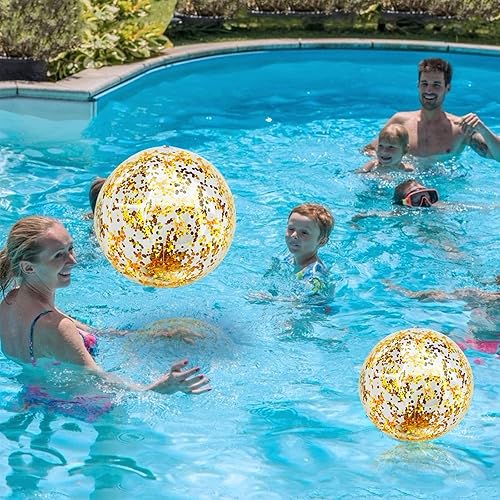 Miniatura 7 de Pelotas inflables de playa a granel Jumbo de 16 pulgadas con purpurina para piscina, playa, fiesta de verano en la piscina, juego de piscina,