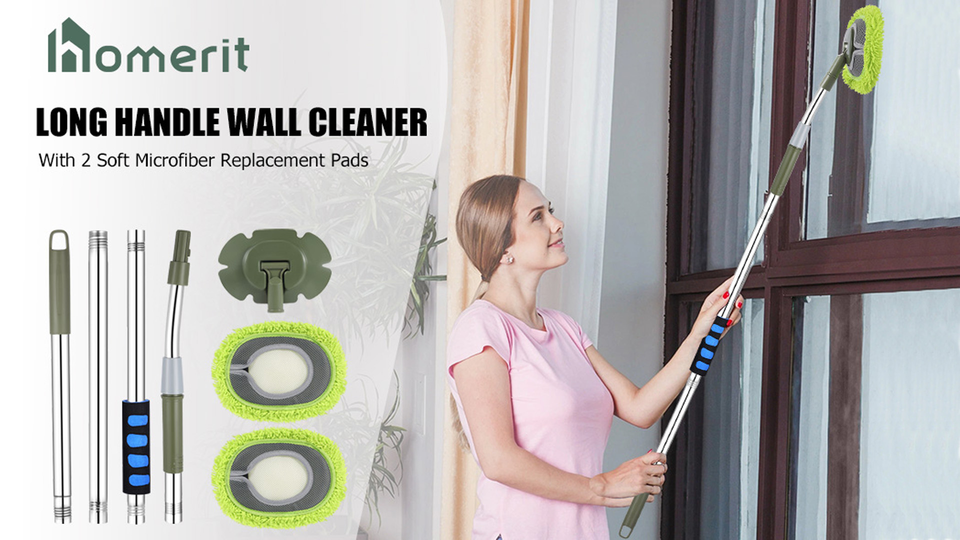 HoMerit Wall Cleaner Mop Green, 66