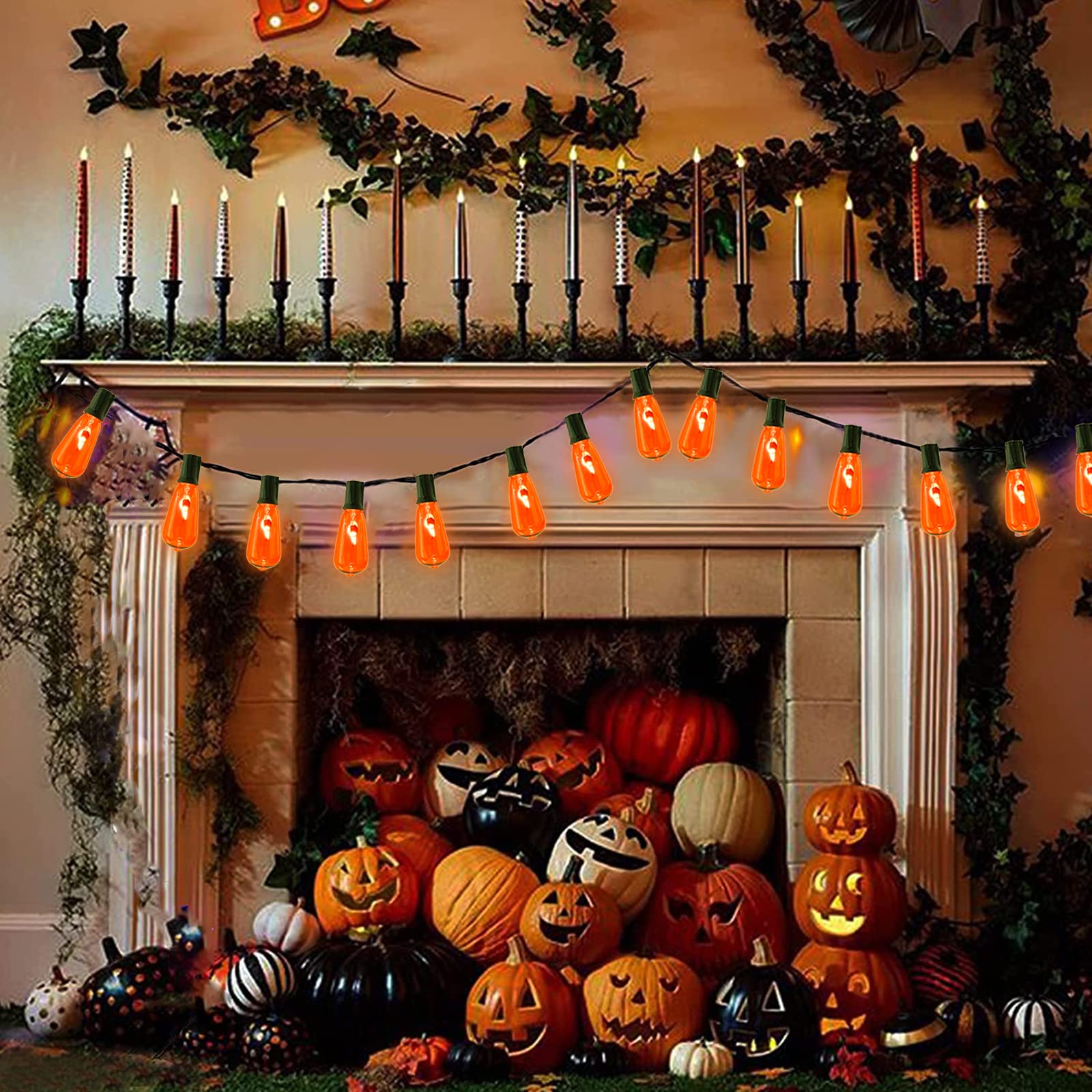 Cbebew Halloween Flicker Flame Light Bulbs, ST40 Orange