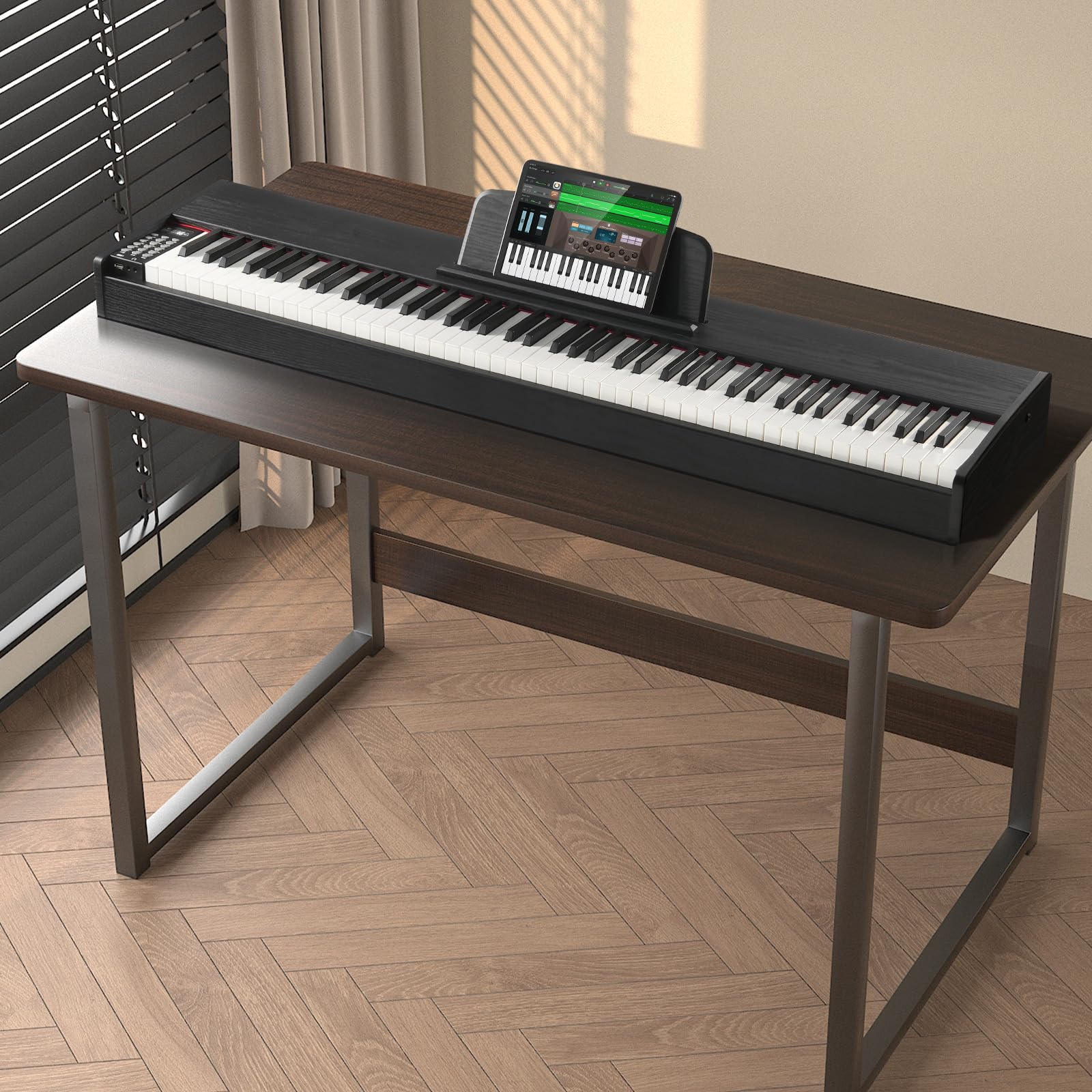 VEVOR Pianoforte Digitale con 88 Tasti Completamente Pesati, Set Tastiera Elettrica Portatile con Doppia Tastiera, Pianoforte Elettrico Altoparlanti, Pedale Sustain, Cuffie, Bluetooth USB MIDI