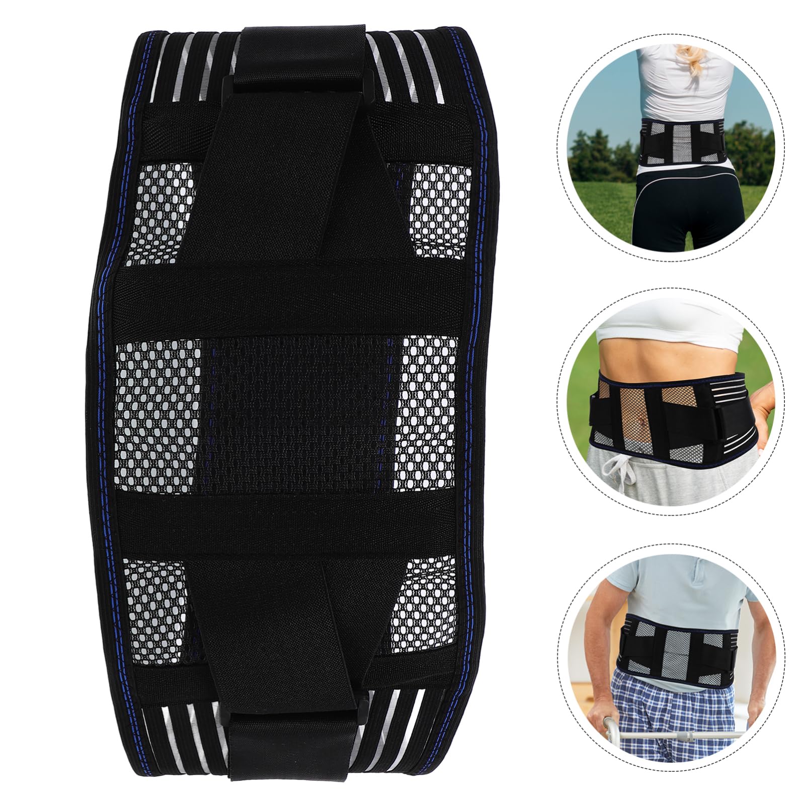 FRCOLOR Protection Belt Waist Support Belt for Men Lower Back Support Multi-function Waist Brace Back Support Fitness Waist Support Breathable Back Brace Cotton Black