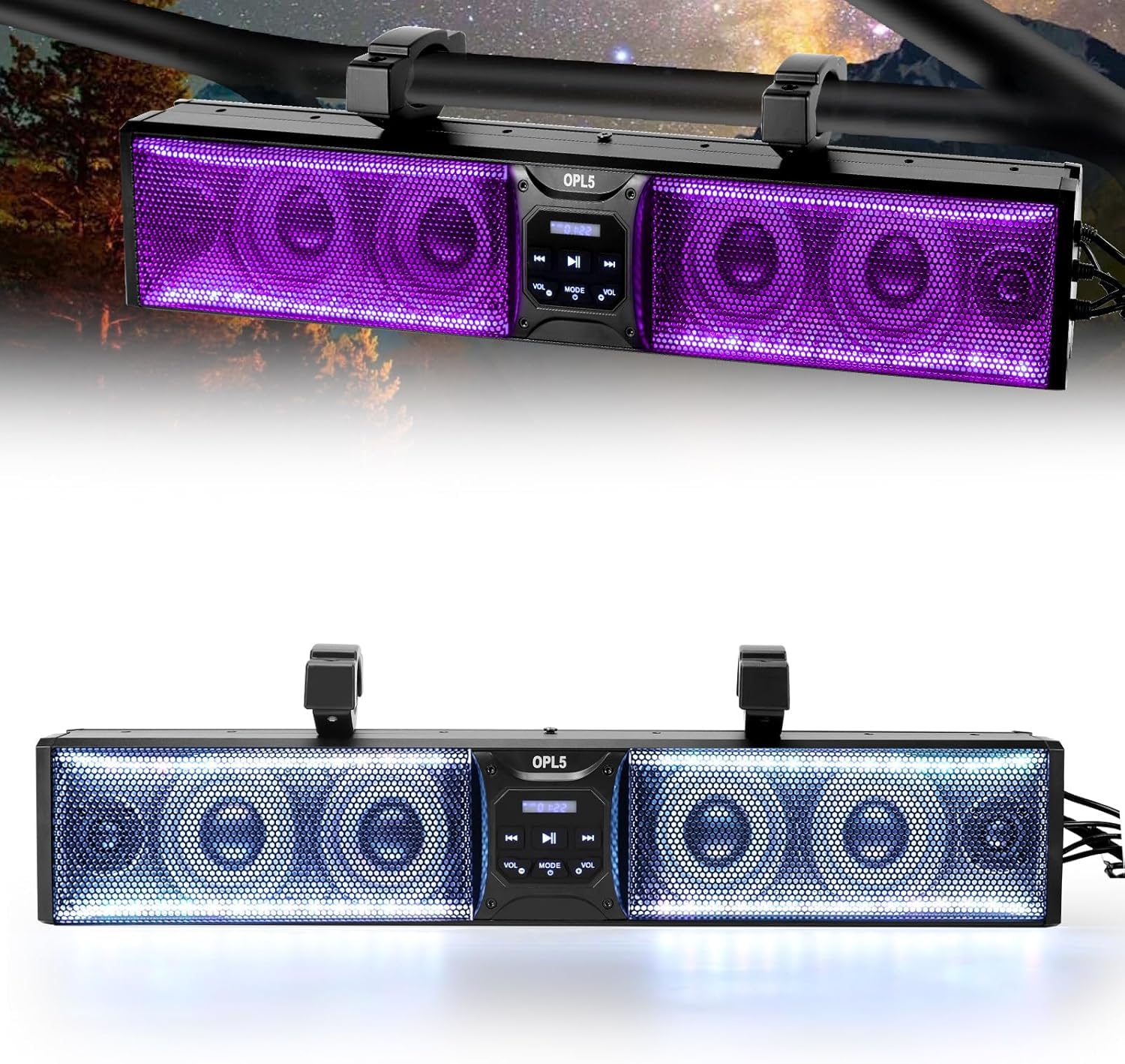 OPL5 26 Inch UTV Sound Bar, 6-Speaker Metal ATV Sound Bar, RGB