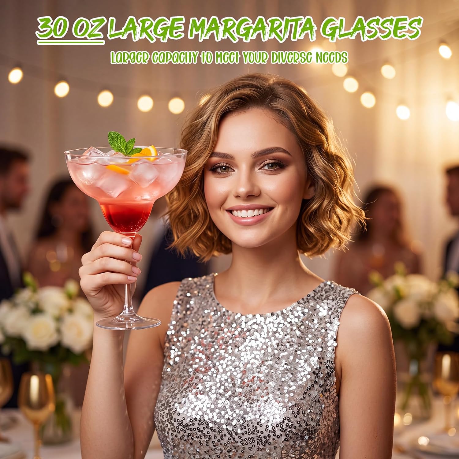 LemonRoad 24 Pcs Giant Martini Glasses, 30 oz Clear Plastic Jumbo Martini Cocktail Glass, Detachable Unbreakable Reusable Plastic Margarita Cup for Birthday Wedding Festival Party Decorations