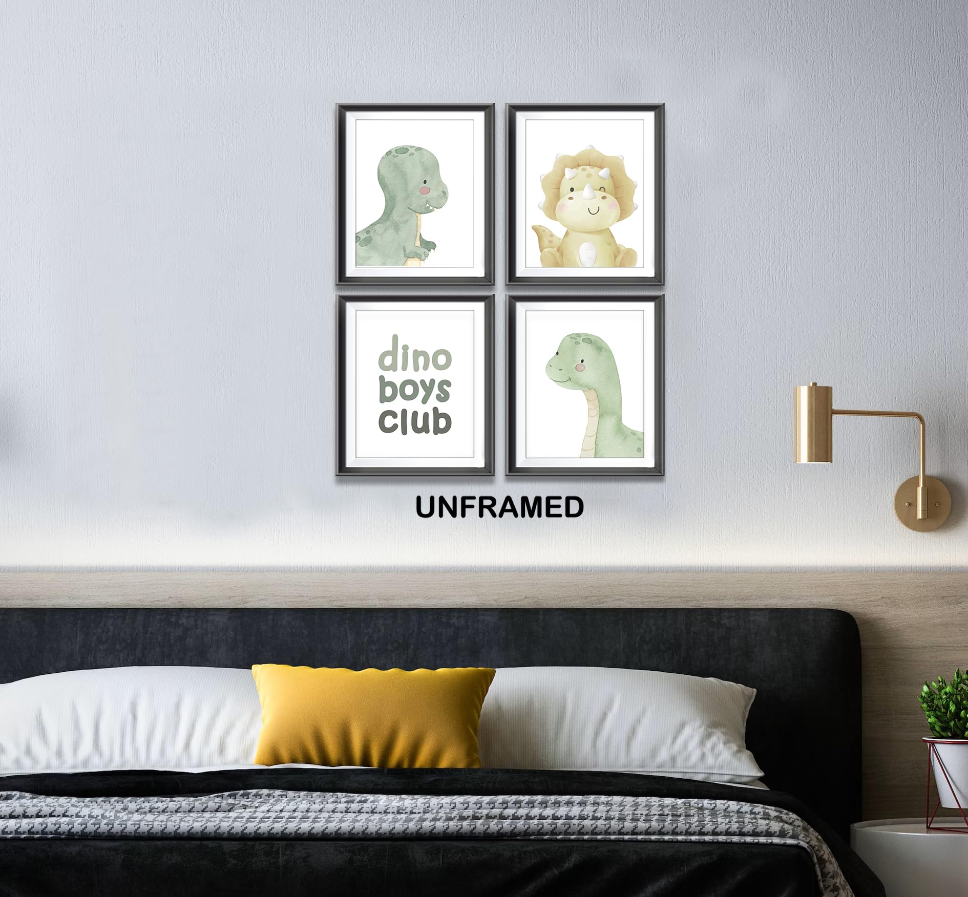 Affiche De Dinosaure Aquarelle, Décor Mural Pour Chambre De Garçon, Peinture Sur Toile, Image D'animal De Dessin Animé, Décoration De Chambre De Bébé Pour Enfants