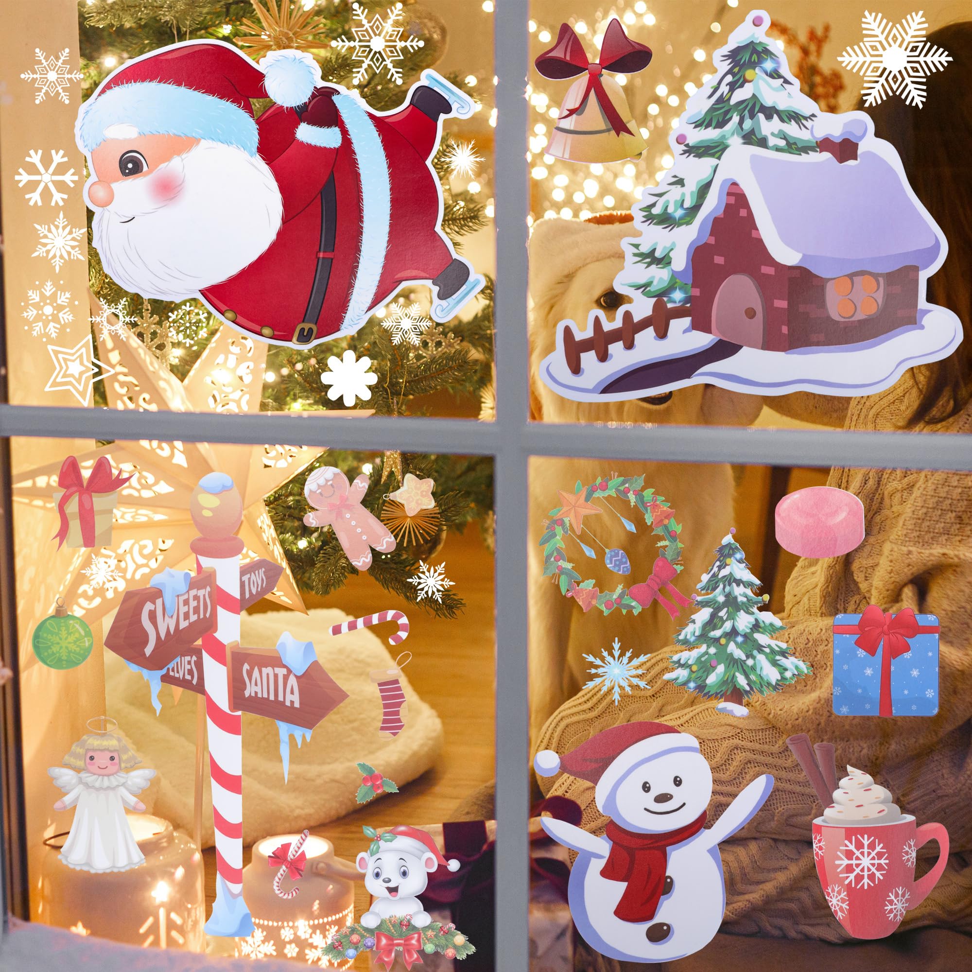 Amazon.co.jp: RENEWREVITAL クリスマス 飾り 窓 ステッカー サンタ 冬