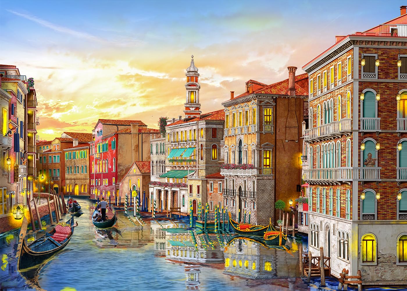 HUADADA Jigsaw Puzzles for Adults 1000 Pieces, Romantic Venice Interlock Perfectly No Dust, Home Decors Family Challenge T...