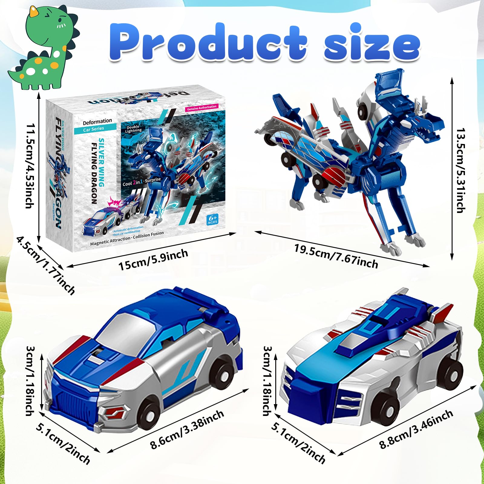 Vibbang Trasformazione Auto Robot Giocattolo Regalo, Giocattoli, Pegasus Volanti Robot Giocattolo, Set di robot per auto unicorno con deformazione automatica, regalo di compleanno