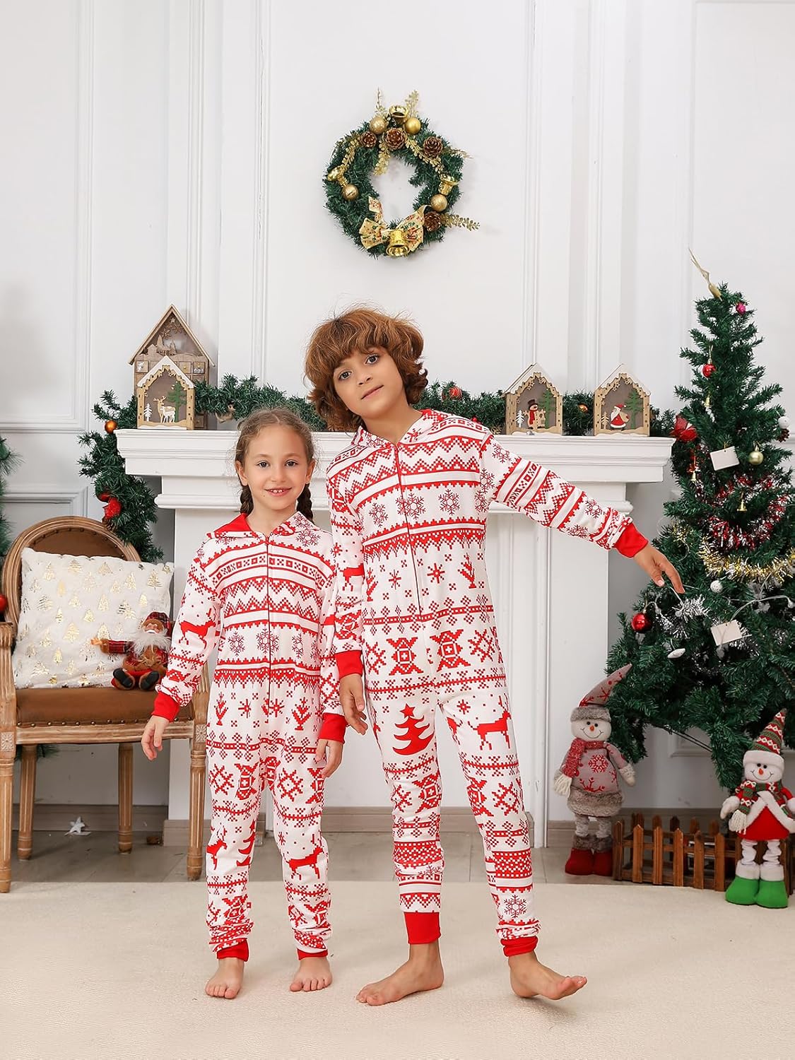 Family Matching Christmas Onesie Pajamas, Hooded One Piece Xmas Pajamas Onesie Adult Pajama Sleepwear - Image 6