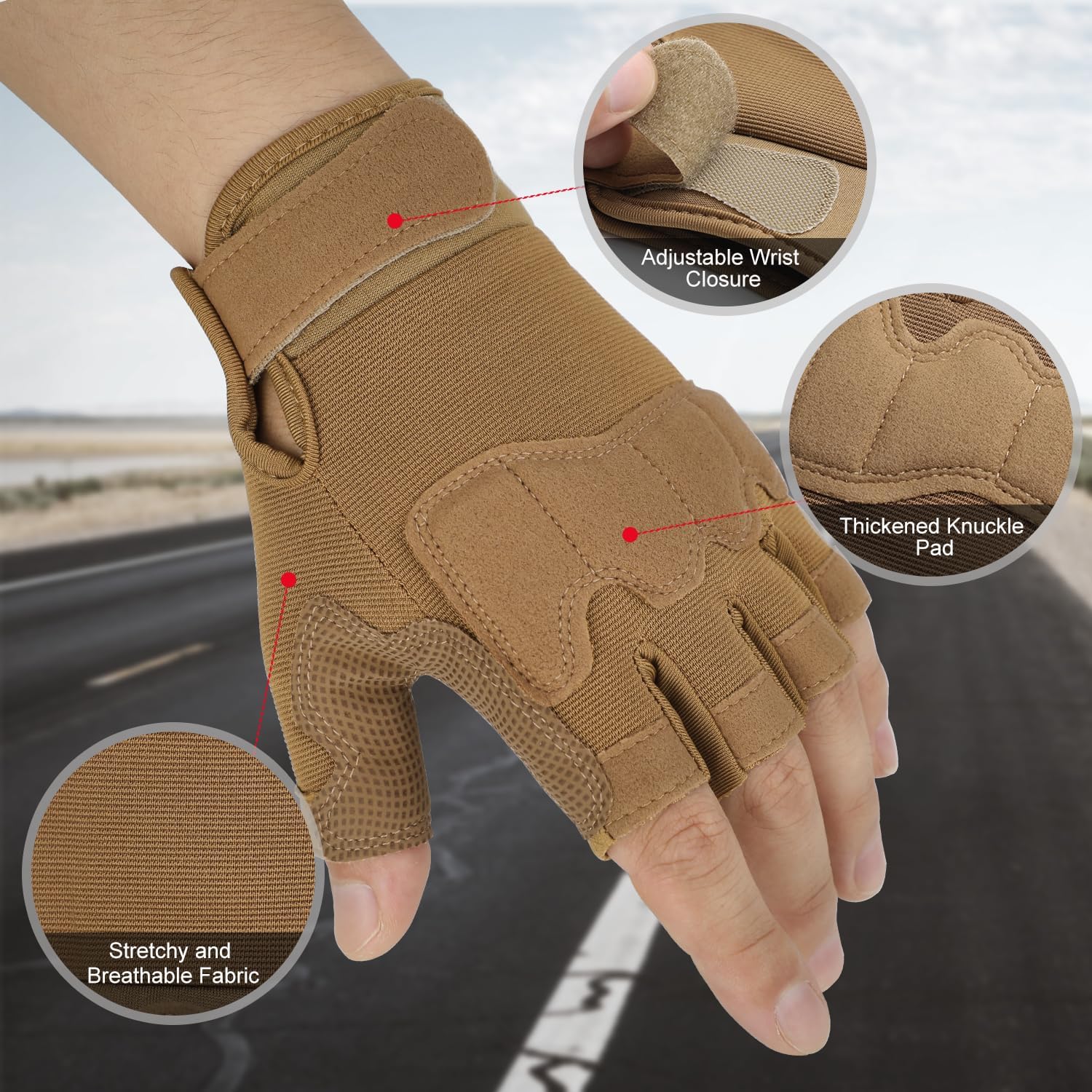 FIORETTO Fingerless Gloves for Airsoft Shooting Half Finger Hunting Hiking Cycling Driving Motorcycle Climbing Work Gloves M210603 - Image 2
