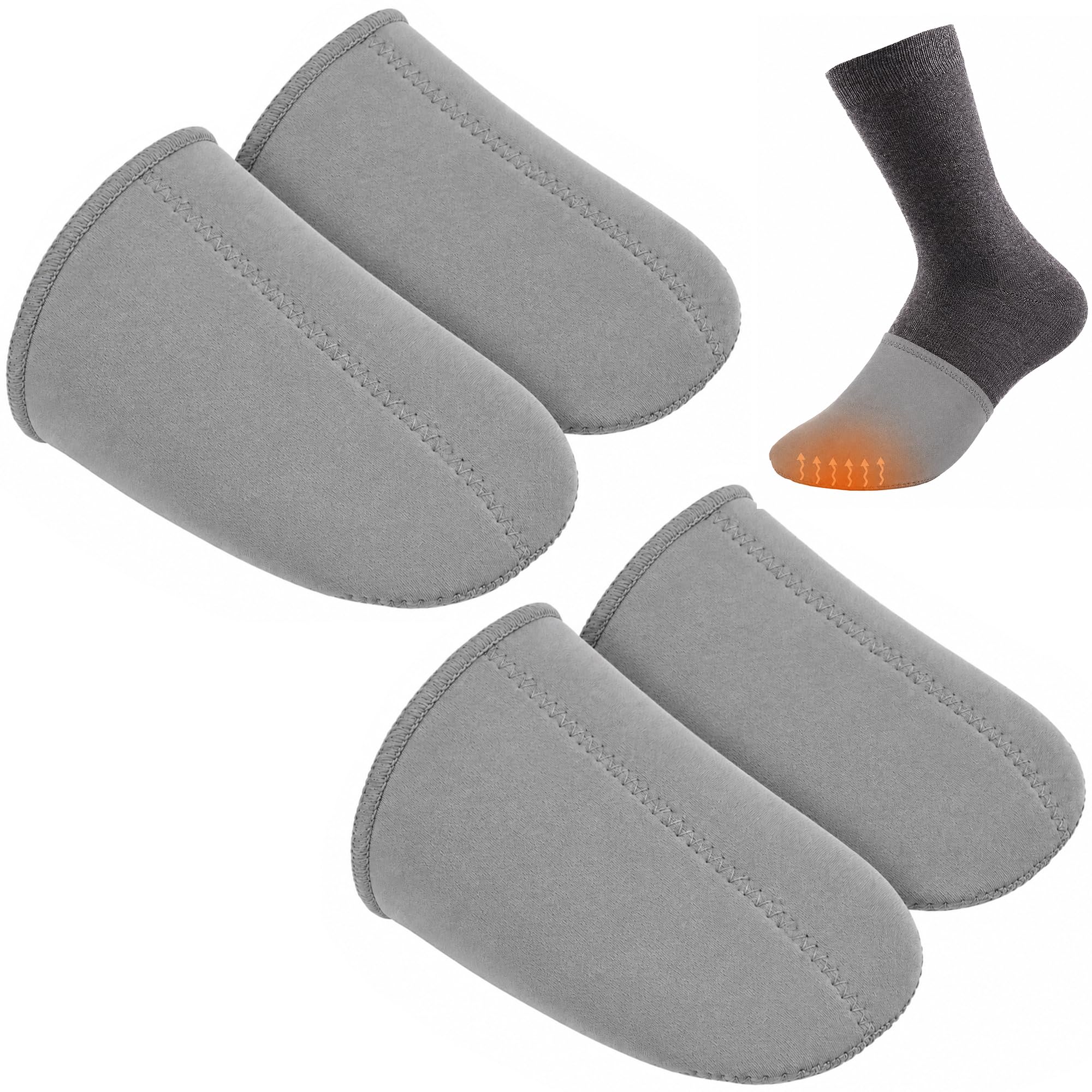 2 Pairs 3mm Neoprene Toe Warmers, L Size Gray Toe Covers Toe Warmer Booties