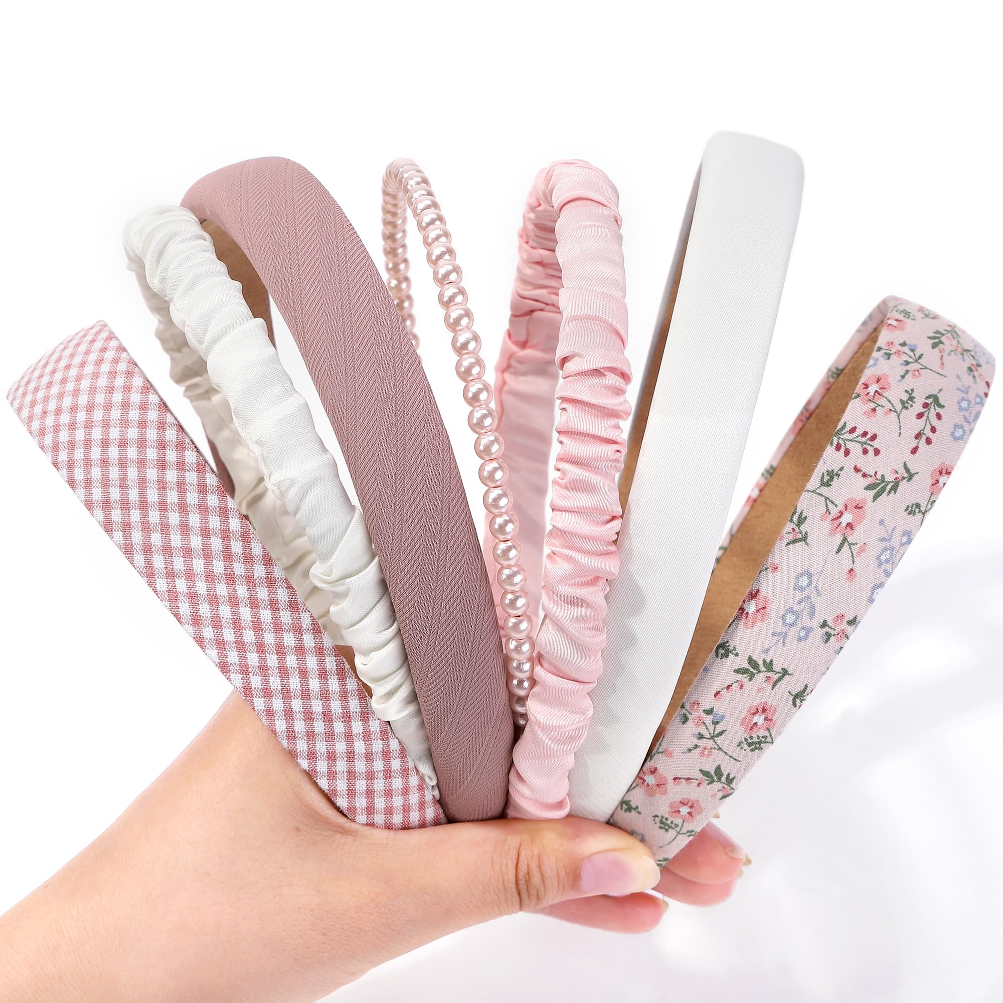 Zifengcer Headbands for Women Girls, 7pcs Best Set Head Bands - Non Slip Floral Padded Headbands Cute Pearl Headband for Girls Vintage Wide Girl Lady