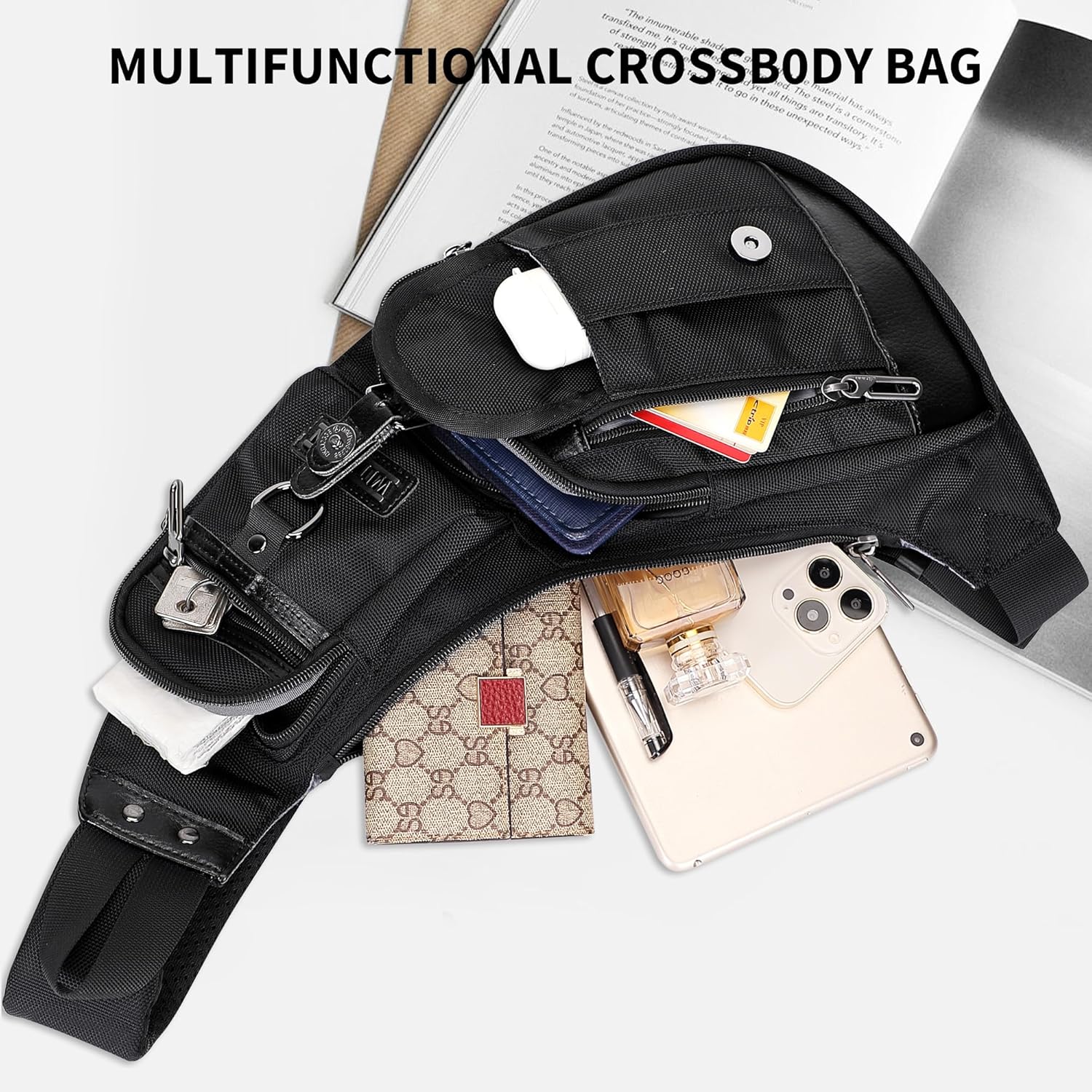 WITZMAN Sling Bag for Men Crossbody Bags Travel Slim Chest Bag One Strap Lightweight Casual Daypack - Image 3