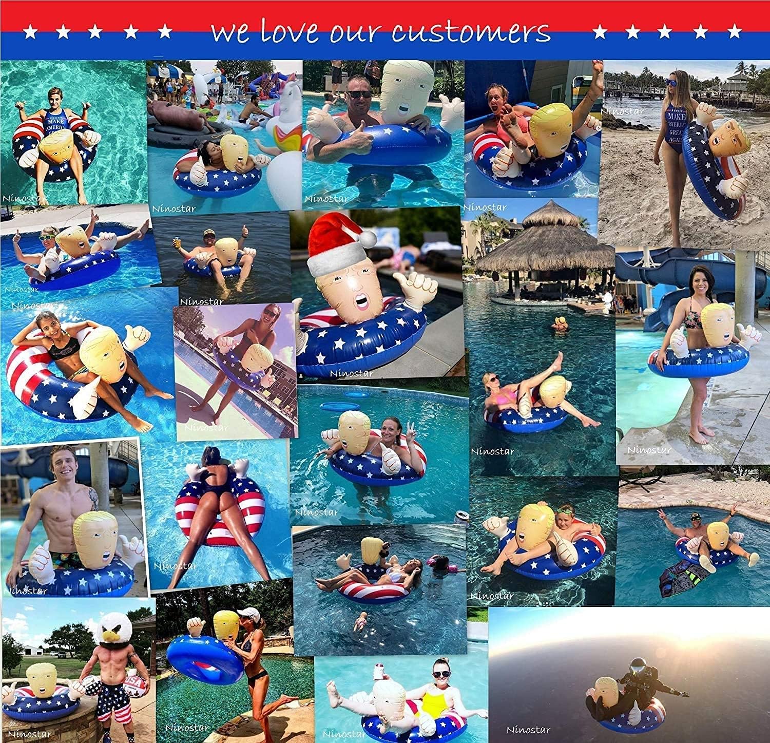 Inflatable Pool Float 2024 American Pool Float for Summer Pool Party - Fun Inflatable for Adults and Kids Pack of 3 image 5