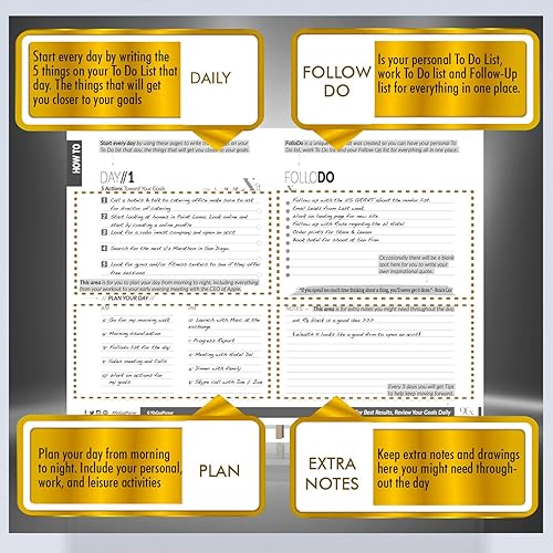Miniatura 3 de 90X Planificador de objetivos sin fecha de 90 días - Diario de vida diaria de objetivos de productividad, Yarin