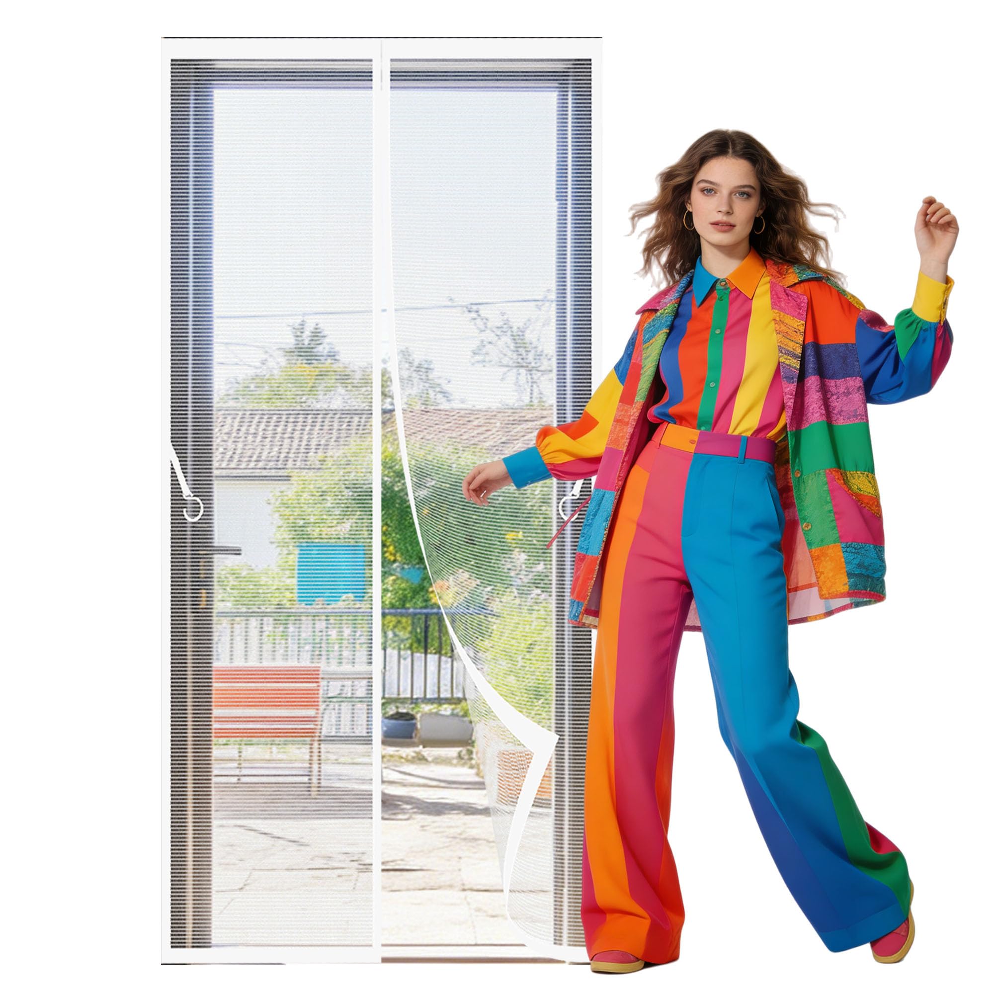 Magnetic Screen Door 103 x 240 cm Self Sealing Magnetic Door Curtain for Homes Keep Fresh Air in Bugs Out Suitable for Patio Room Balcony Bedroom, White