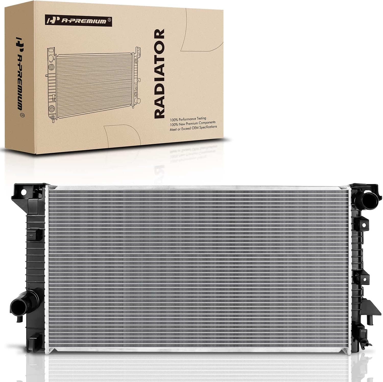 A-Premium Engine Coolant Radiator Assembly without Transmission Oil Cooler Compatible with Ford Expedition 2007-2008 & Lincoln Navigator 2007-2013, V8 5.4L, Automatic Transmission