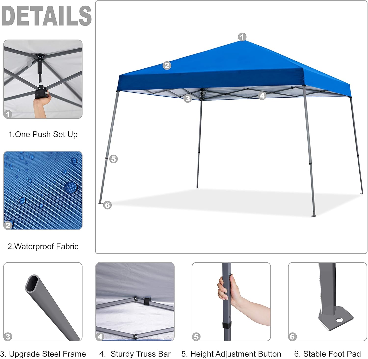 MASTERCANOPY Set of 4 Weights Bags (Black) + MASTERCANOPY Slant Leg Pop-up Canopy (10'x10', Blue)