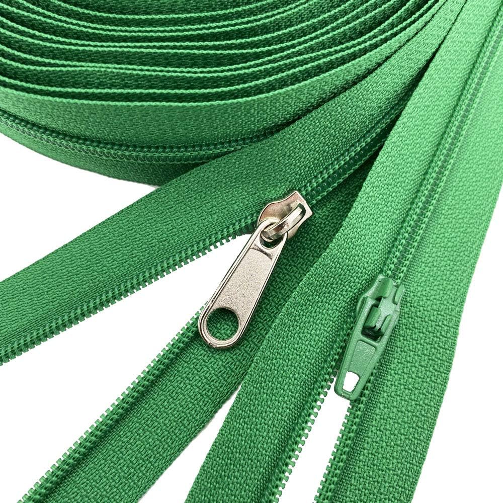 10 yards Bulk Zippers 3 Nylon Coil Zippers by The Yard with 15pcs Autolock Zipper