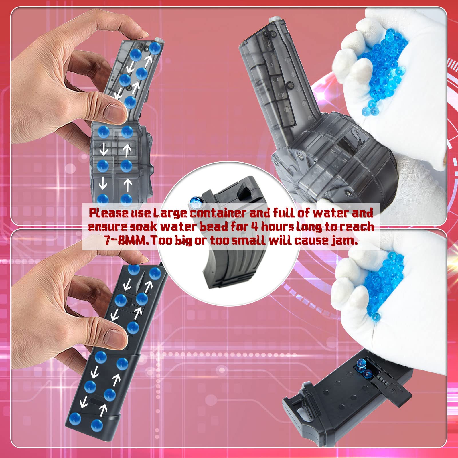 Gel Ball Blaster Toy, Automatic Splatter Ball Toy with 50000+ Water Beads 3 Magazines Sight Goggle, Outdoor Activities Team Shooting Game for Teens Boys Adults Ages 14+