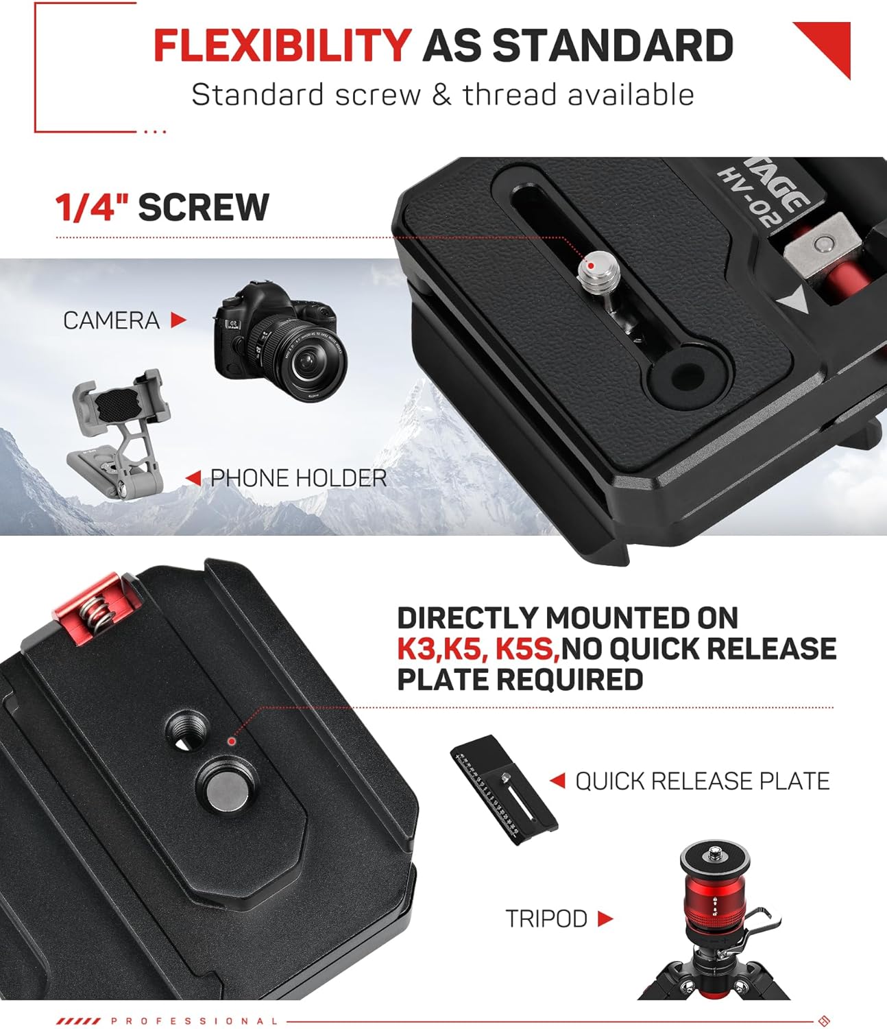 IFOOTAGE DSLR Camera Vertical Horizontal Switching Plate, HV-02 Quick Release Plate Horizontal and Vertical Conversion Board, Enhanced Version of HV-01, Perfect for SLR and Digital Cameras