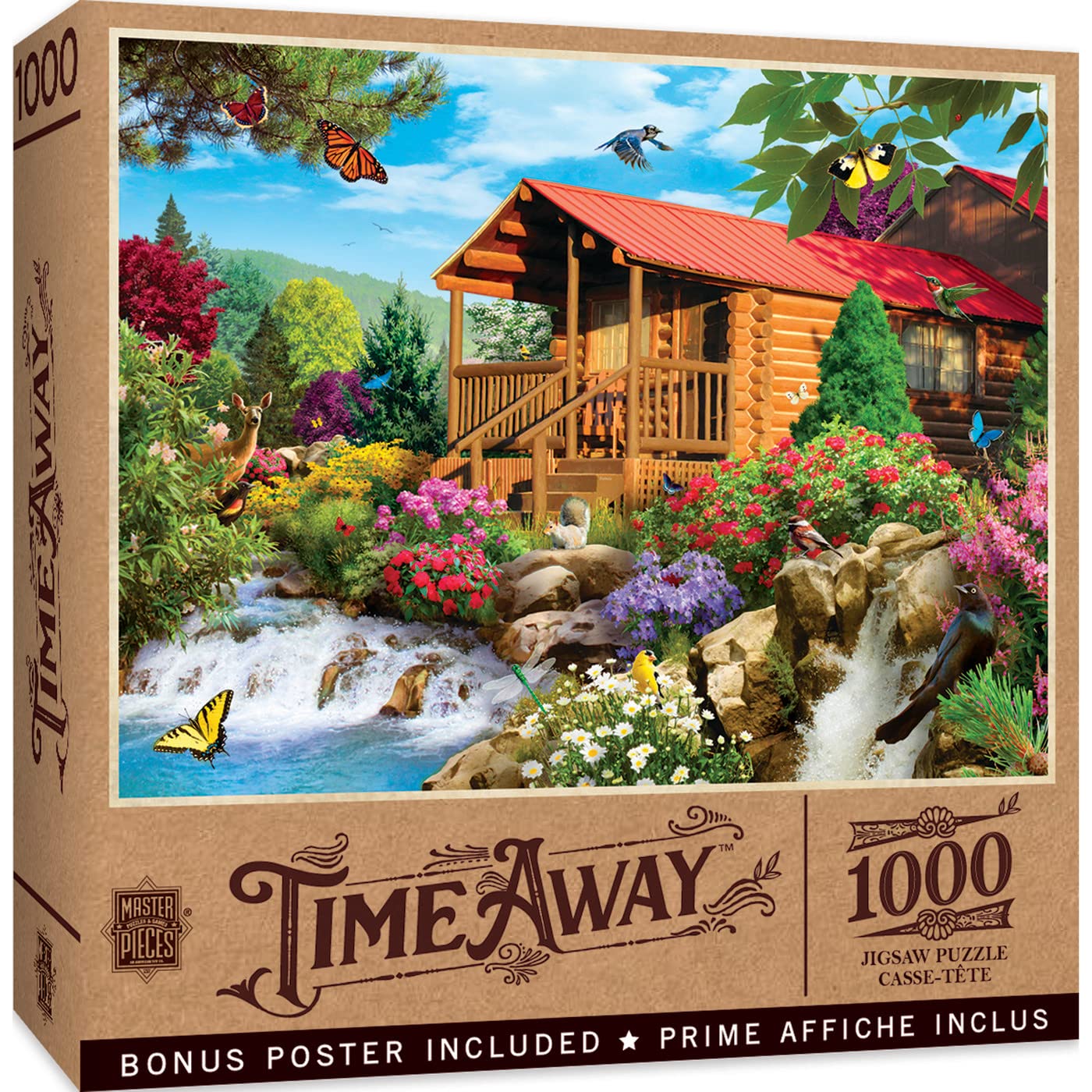 MasterPieces Puzzle 1000 elementów dla dorosłych, rodziny lub dzieci - kaskadowa kabina - 19,25 cala x 26,190 cm - rodzinna amerykańska firma logiczna
