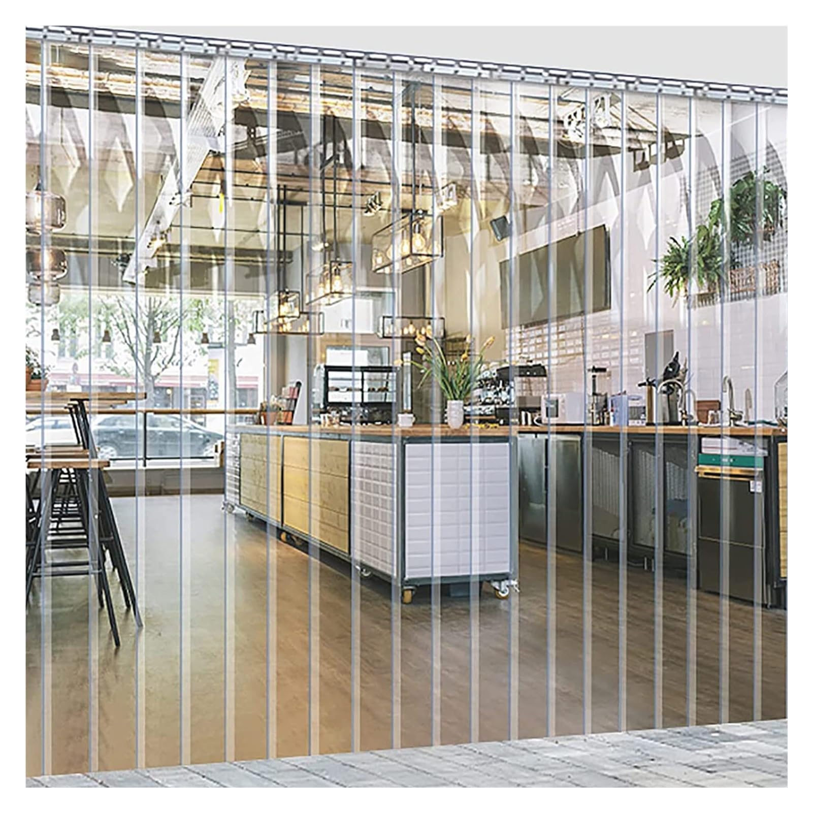 Tiras de cortina de plástico PVC transparente impermeable para congeladores, balcones, ventanas, fábricas y almacenes, puerta de obturación duradera de 120 x 250 cm para uso en interiores y exteriores