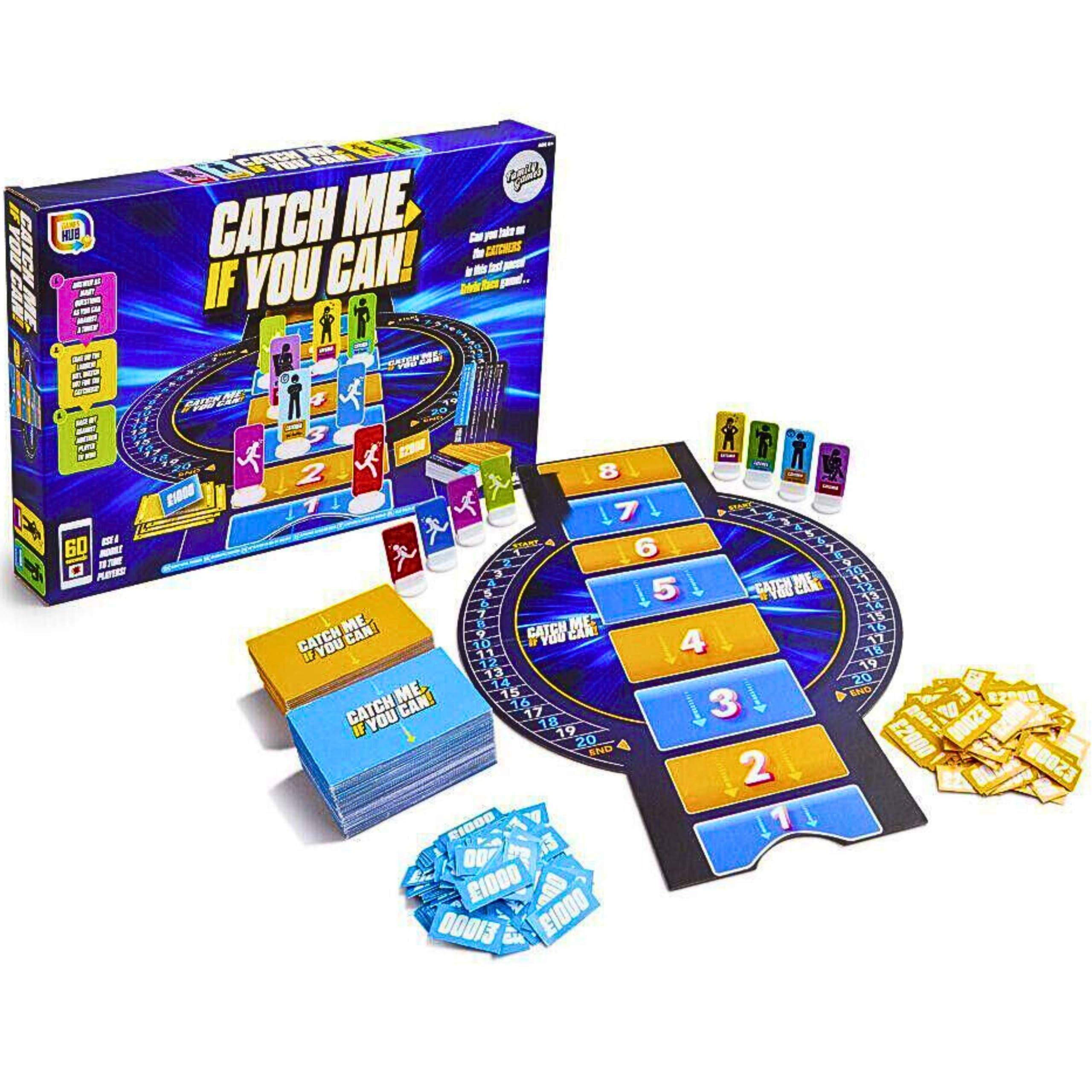 RMS International Catch Me If You Can 'The Chase' Style Quiz Board Game | Fast-Paced Fun for Family & Friends | 100+ Questions | Answer to Win | 8 Player Cards & 200 Money Tokens Included - R05-1275