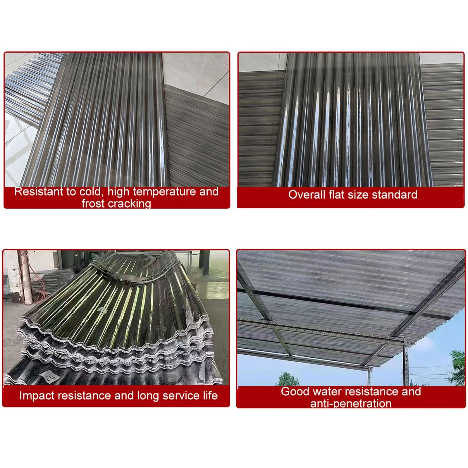 LLYLAFDC Fiberglass Daylighting Panels,2mm 5pcs Corrugated Roof Panel, Anti-UV Transparent Rainproof Board, Fiberglass Daylighting Panels, Easy to Bend Cut,Cladding,Greenhouse Sheets(35 * 79in)