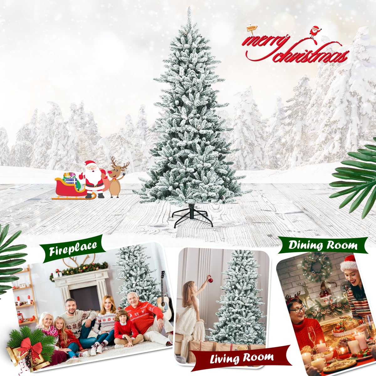 KOMFOTTEU Albero di Natale Artificiale 135/200/225 cm, Albero di Natale