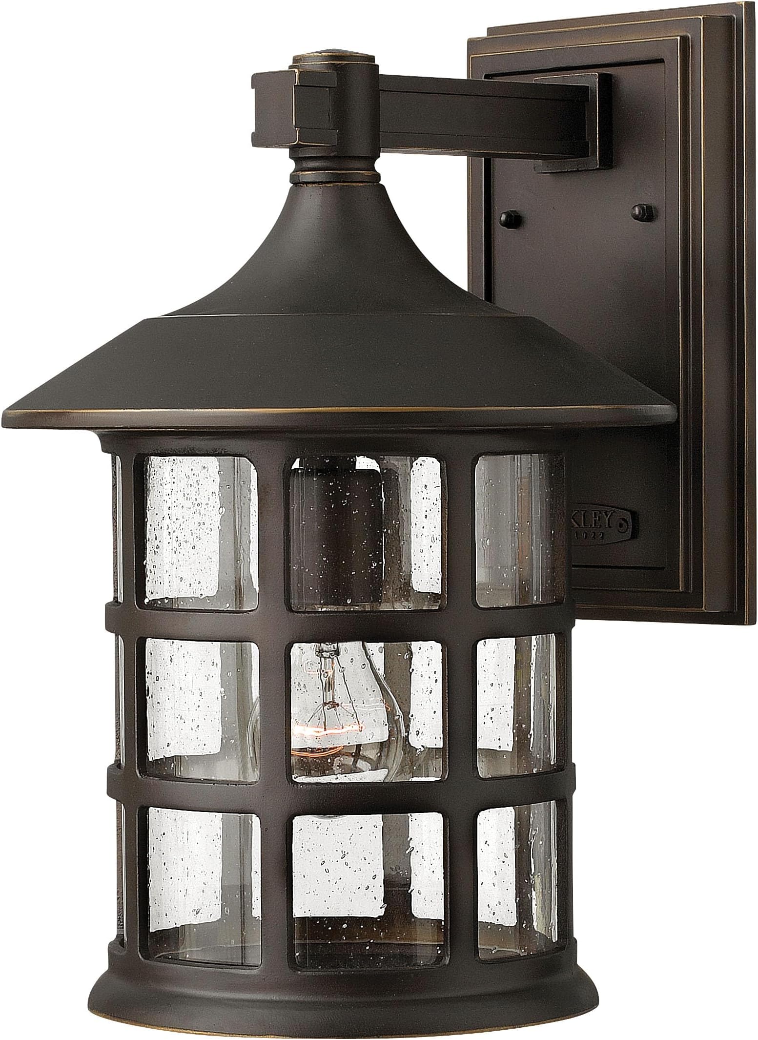 Hinkley Freeport 10" Wall Mount Outdoor Lantern, Aluminum, New England Design, Clear Seedy Glass, Oil Rubbed Bronze Finish | New England Design, Aluminum, Clear Seedy Glass, Wet Rated, Provides Safety & Security, Needs 1 Med. LED Bulb